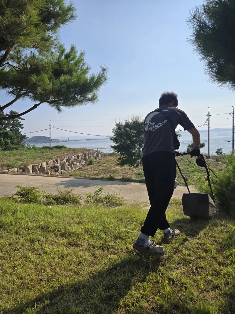 잔디 관리 실습 장면 1